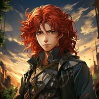 AI Generated Beautiful young redhead woman soldier portrait. Ai Generative. photo