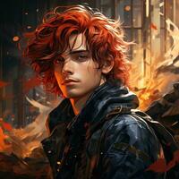 AI Generated Beautiful young redhead woman soldier portrait. Ai Generative. photo