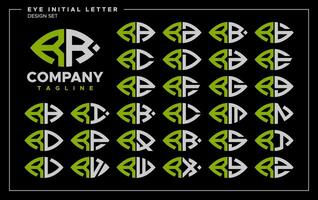 Bundle of line abstract eye or leaf letter R RR logo design vector