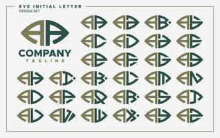 Luxury eye or leaf shape letter A AA logo design set vector