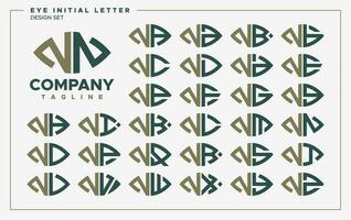 Luxury eye or leaf shape letter N NN logo design set vector