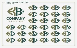 Luxury eye or leaf shape letter K KK logo design set vector