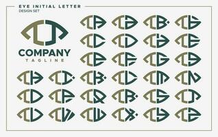 Luxury eye or leaf shape letter T TT logo design set vector