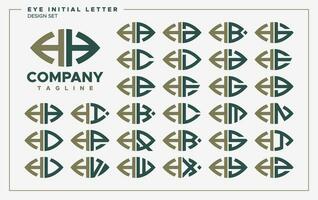 Luxury eye or leaf shape letter H HH logo design set vector