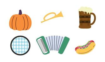 Oktoberfest Beer Festival icons set vector