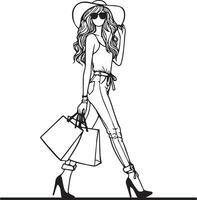 Moda mujer compras ilustración. vector