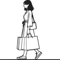 Moda mujer compras ilustración. vector