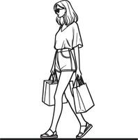 Moda mujer compras ilustración. vector