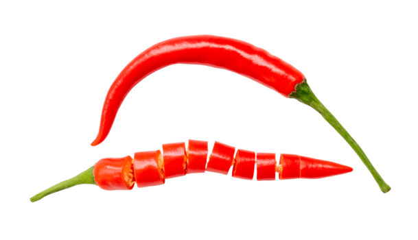 superiore Visualizza e piatto posare di fresco rosso chili peperoni isolato con ritaglio sentiero nel png file formato