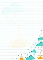 Blank notepad with 3D weather icons vector