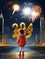 AI generated Happy 2024 New Year Vector Design photo