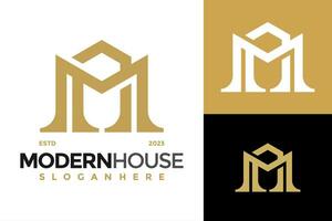 Letter M House Modern Logo design vector symbol icon illustration