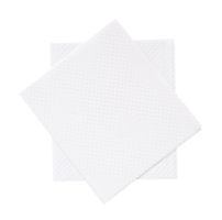 Top view of two folded tissue paper in stack tidily prepared for use in toilet or restroom isolated with clipping path in png file format