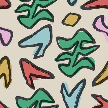 Vector abstract geometric shape with paint texture outline seamless repeat pattern digital artwork