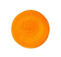 Top view of single fresh beautiful carrot slice isolated on white background with clipping path photo