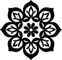 mandala - negro y blanco aislado icono - vector ilustración