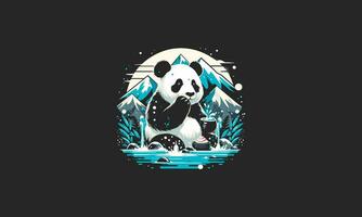 panda en montaña vector ilustración plano diseño