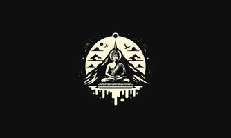 buddha on mountain vector illustration flat design