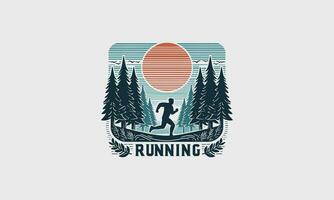 logo design of running on forest vector flat design