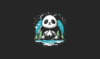 panda en montaña vector ilustración plano diseño
