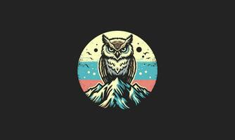 owl on mountain vector illustration flat design