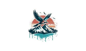 flying bird on mountain vector illustration flat design