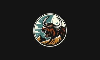 head bull angry on mountain vector mascot design