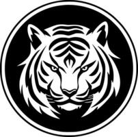 Tigre - negro y blanco aislado icono - vector ilustración