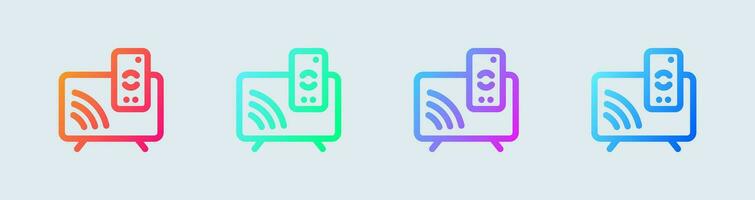 Smart television line icon in gradient colors. Display signs vector illustration.