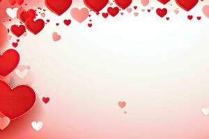 AI generated Valentine red banner background with hearts for valentine's day photo