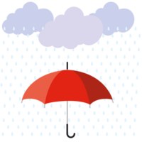 Cloud, rain and opened umbrella in the rain. png