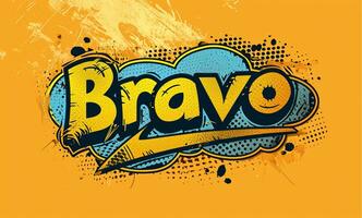 AI generated Creative Street Art Intricately Crafted Graffiti Mural Showcasing the Word Bravo photo