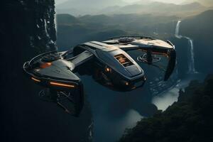 AI generated Futuristic Drones flying in the sky, AI generated photo