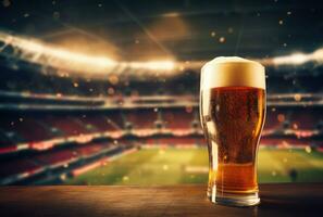 AI generated a glass of beer is pictured with an arena photo