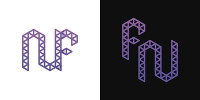 Letters FN and NF Polygon Logo Set, suitable for business related to polygon with FN and NF initials vector
