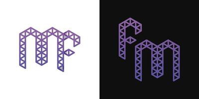 Letters FM and MF Polygon Logo Set, suitable for business related to polygon with FM and MF initials vector