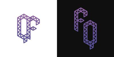 Letters FQ and QF Polygon Logo Set, suitable for business related to polygon with FQ and QF initials vector