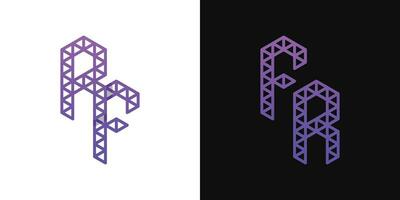 Letters FR and RF Polygon Logo Set, suitable for business related to polygon with FR and RF initials vector
