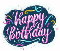 AI generated Celebrate in Style Luxurious Calligraphy Crafting the Words Happy Birthday photo