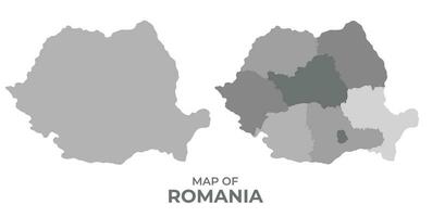 escala de grises vector mapa de Rumania con regiones y sencillo plano ilustración