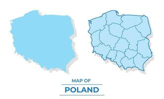 Vector Poland map set simple flat and outline style illustration