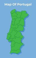 Detailed map of Portugal country in green vector illustration