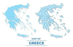 Vector Greece map set simple flat and outline style illustration
