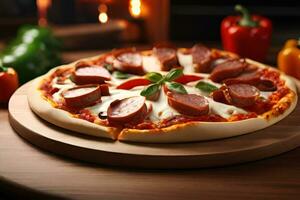 ai generado realista delicioso Pizza para monitor propósitos foto