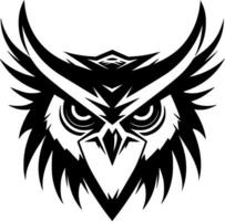 Owl, Black and White Vector illustration