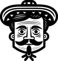 mexicano - negro y blanco aislado icono - vector ilustración