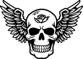 Skull, Black and White Vector illustration