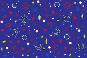 Illustration of abstract moon and stars on deep blue background. vector