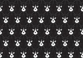 Abstract pattern of black cat with white face on black background. vector