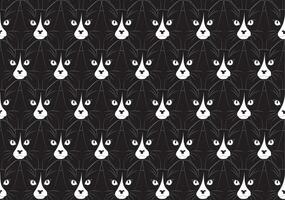 Abstract pattern of black cat with white face on black background. vector